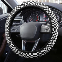 Black White Filipino Binakol Motifs Steering Wheel Cover Mabuhay Philippines Festival Kusikus Pattern LT14 - Polynesian Pride