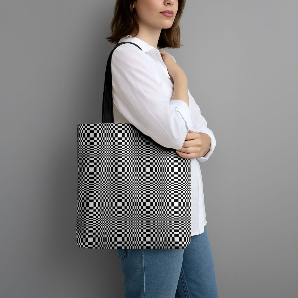 Black White Filipino Binakol Motifs Tote Bag Mabuhay Philippines Festival Kusikus Pattern LT14 - Polynesian Pride