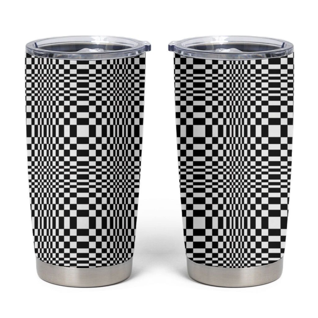 Black White Filipino Binakol Motifs Tumbler Cup Mabuhay Philippines Festival Kusikus Pattern LT14 Black - Polynesian Pride