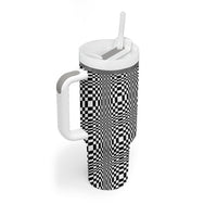 Black White Filipino Binakol Motifs Tumbler With Handle Mabuhay Philippines Festival Kusikus Pattern LT14 - Polynesian Pride