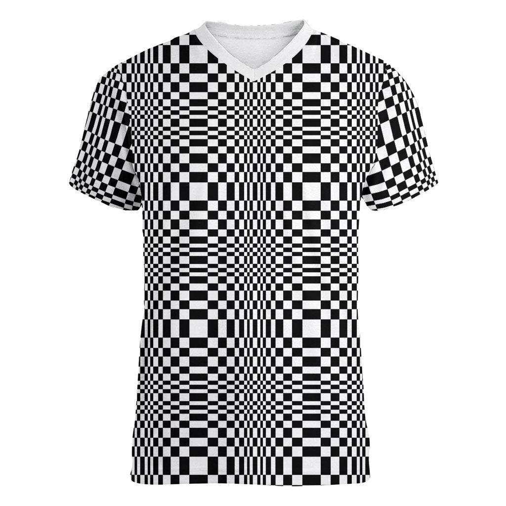 Black White Filipino Binakol Motifs Women V-Neck T-Shirt Mabuhay Philippines Festival Kusikus Pattern LT14 Female Black - Polynesian Pride