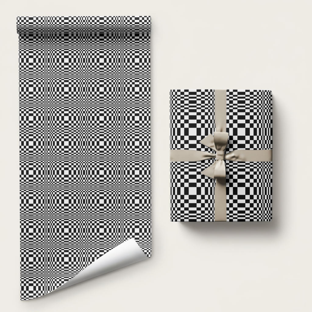 Black White Filipino Binakol Motifs Wrapping Paper Mabuhay Philippines Festival Kusikus Pattern LT14 58" × 23" Black - Polynesian Pride