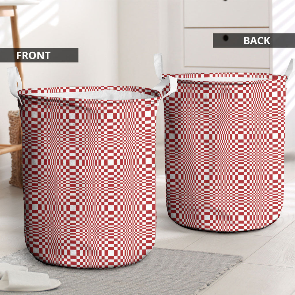 Red White Filipino Binakol Motifs Laundry Basket Mabuhay Philippines Festival Kusikus Pattern LT14 - Polynesian Pride