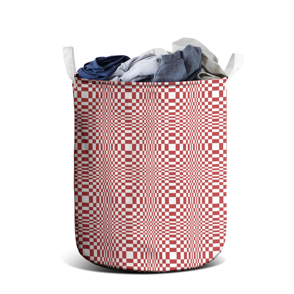 Red White Filipino Binakol Motifs Laundry Basket Mabuhay Philippines Festival Kusikus Pattern LT14 - Polynesian Pride