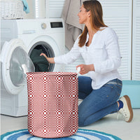 Red White Filipino Binakol Motifs Laundry Basket Mabuhay Philippines Festival Kusikus Pattern LT14 - Polynesian Pride