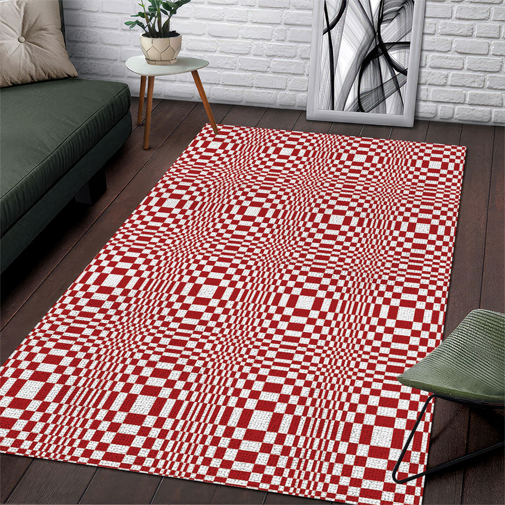 Red White Filipino Binakol Motifs Area Rug Mabuhay Philippines Festival Kusikus Pattern