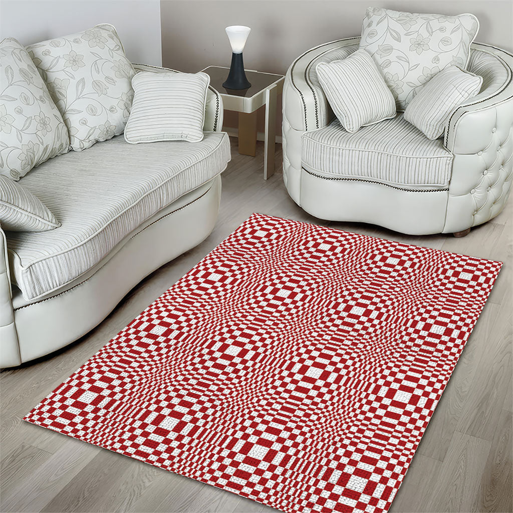 Red White Filipino Binakol Motifs Area Rug Mabuhay Philippines Festival Kusikus Pattern LT14 - Polynesian Pride