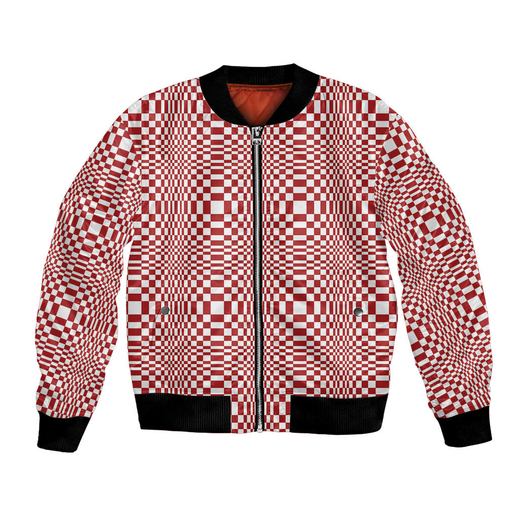 Red White Filipino Binakol Motifs Bomber Jacket Mabuhay Philippines Festival Kusikus Pattern LT14 Unisex Red - Polynesian Pride