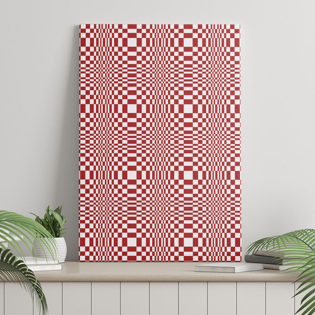 Red White Filipino Binakol Motifs Canvas Wall Art Mabuhay Philippines Festival Kusikus Pattern LT14 - Polynesian Pride