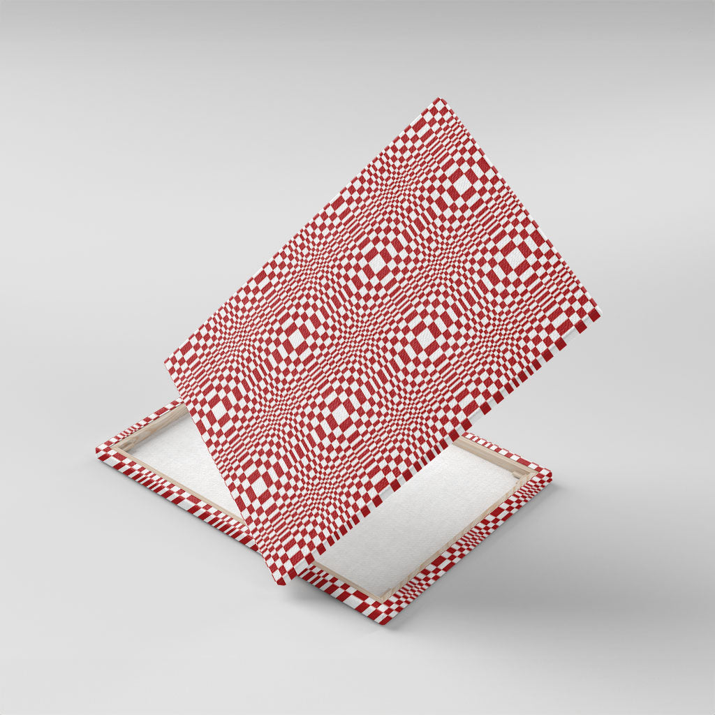 Red White Filipino Binakol Motifs Canvas Wall Art Mabuhay Philippines Festival Kusikus Pattern LT14 With Frame Red - Polynesian Pride