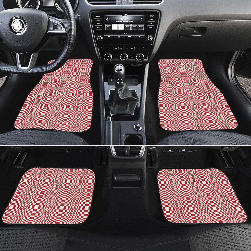 Red White Filipino Binakol Motifs Car Mats Mabuhay Philippines Festival Kusikus Pattern LT14 Set 4pcs Red - Polynesian Pride
