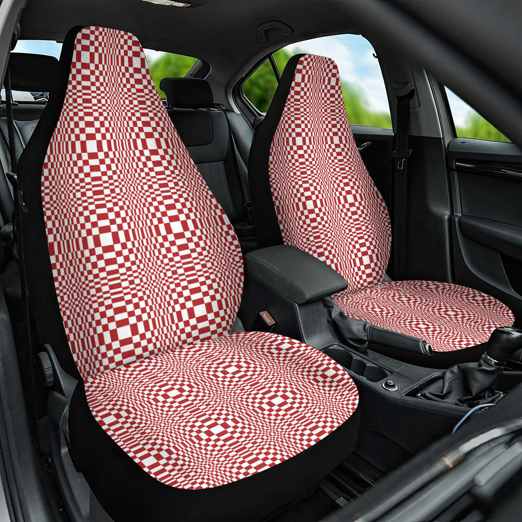 Red White Filipino Binakol Motifs Car Seat Cover Mabuhay Philippines Festival Kusikus Pattern LT14 One Size Red - Polynesian Pride