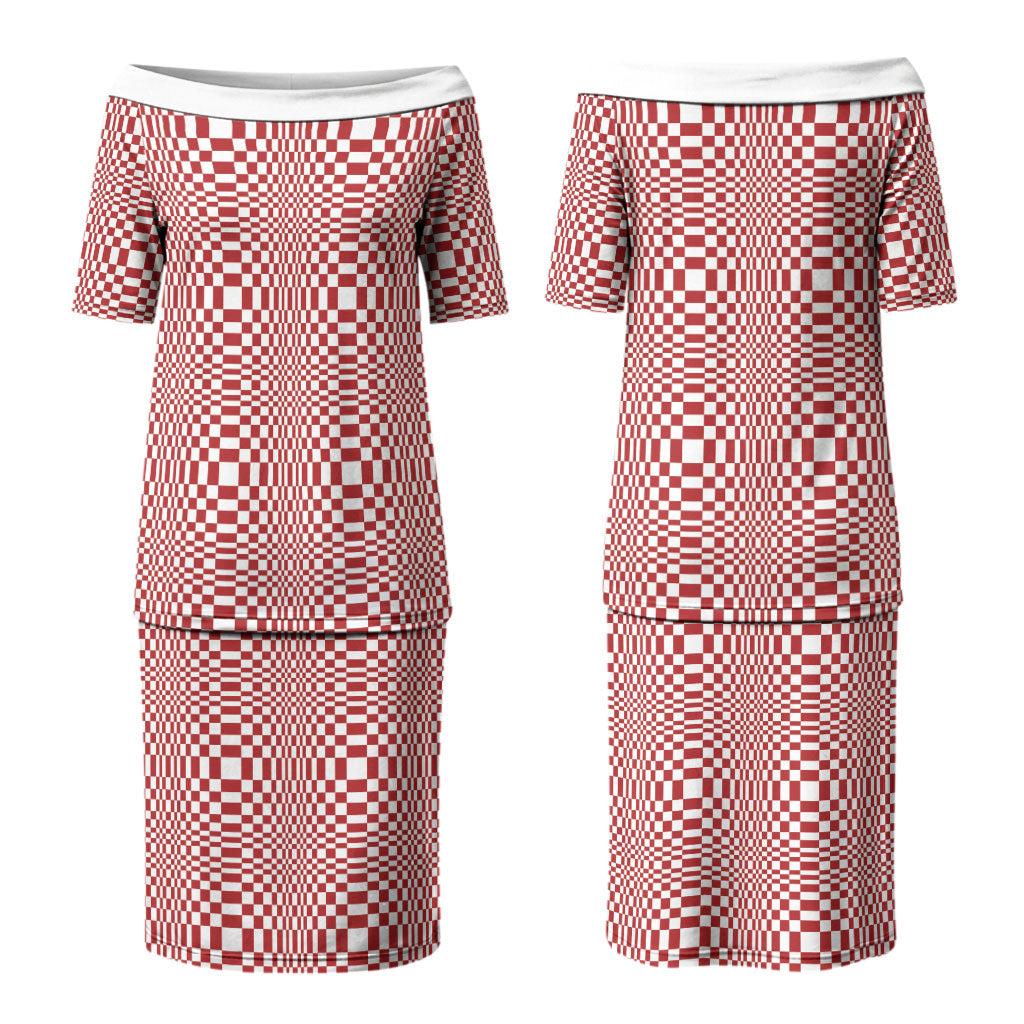 Red White Filipino Binakol Motifs Couples Matching Puletasi and Hawaiian Shirt Mabuhay Philippines Festival Kusikus Pattern LT14 - Polynesian Pride