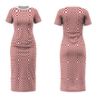 Red White Filipino Binakol Motifs Couples Matching Short Sleeve Bodycon Dress and Long Sleeve Button Shirt Mabuhay Philippines Festival Kusikus Pattern LT14 - Polynesian Pride
