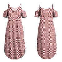 Red White Filipino Binakol Motifs Couples Matching Summer Maxi Dress and Long Sleeve Button Shirt Mabuhay Philippines Festival Kusikus Pattern LT14 - Polynesian Pride