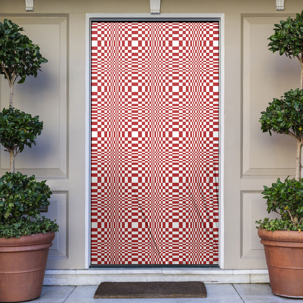Red White Filipino Binakol Motifs Door Cover Mabuhay Philippines Festival Kusikus Pattern LT14 Red - Polynesian Pride