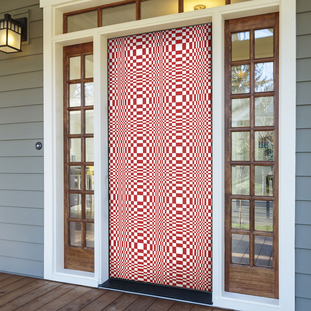 Red White Filipino Binakol Motifs Door Cover Mabuhay Philippines Festival Kusikus Pattern LT14 - Polynesian Pride