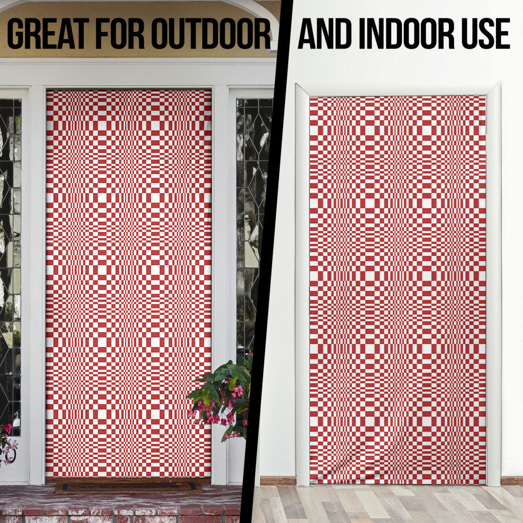 Red White Filipino Binakol Motifs Door Cover Mabuhay Philippines Festival Kusikus Pattern LT14 - Polynesian Pride