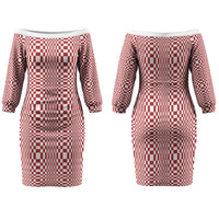 Red White Filipino Binakol Motifs Family Matching Off The Shoulder Long Sleeve Dress and Hawaiian Shirt Mabuhay Philippines Festival Kusikus Pattern LT14 Mom's Dress Red - Polynesian Pride