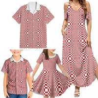 Red White Filipino Binakol Motifs Family Matching Summer Maxi Dress and Hawaiian Shirt Mabuhay Philippines Festival Kusikus Pattern LT14 - Polynesian Pride