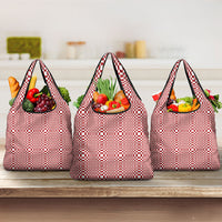Red White Filipino Binakol Motifs Grocery Bag Mabuhay Philippines Festival Kusikus Pattern LT14 3-pack One Size Red - Polynesian Pride