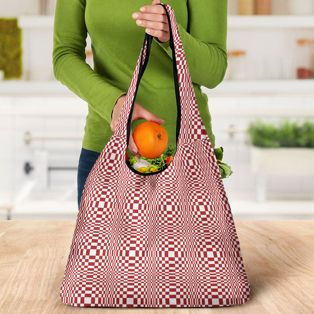 Red White Filipino Binakol Motifs Grocery Bag Mabuhay Philippines Festival Kusikus Pattern LT14 - Polynesian Pride