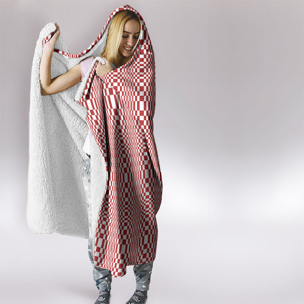 Red White Filipino Binakol Motifs Hooded Blanket Mabuhay Philippines Festival Kusikus Pattern LT14 - Polynesian Pride