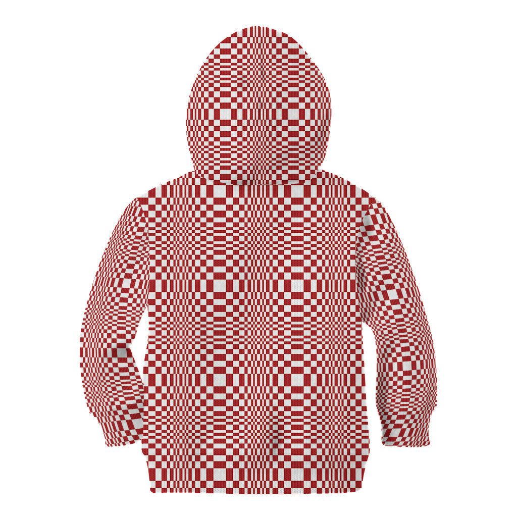 Red White Filipino Binakol Motifs Kid Hoodie Mabuhay Philippines Festival Kusikus Pattern LT14 - Polynesian Pride