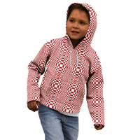 Red White Filipino Binakol Motifs Kid Hoodie Mabuhay Philippines Festival Kusikus Pattern LT14 - Polynesian Pride
