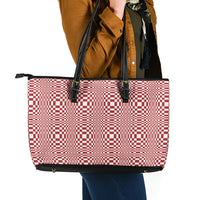 Red White Filipino Binakol Motifs Leather Tote Bag Mabuhay Philippines Festival Kusikus Pattern LT14 - Polynesian Pride