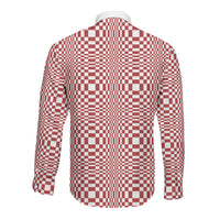 Red White Filipino Binakol Motifs Long Sleeve Button Shirt Mabuhay Philippines Festival Kusikus Pattern LT14 - Polynesian Pride