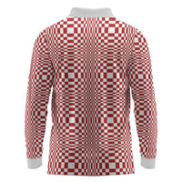 Red White Filipino Binakol Motifs Long Sleeve Polo Shirt Mabuhay Philippines Festival Kusikus Pattern LT14 - Polynesian Pride