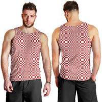 Red White Filipino Binakol Motifs Men Tank Top Mabuhay Philippines Festival Kusikus Pattern LT14 - Polynesian Pride