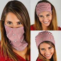 Red White Filipino Binakol Motifs Neck Gaiter Mabuhay Philippines Festival Kusikus Pattern LT14 - Polynesian Pride
