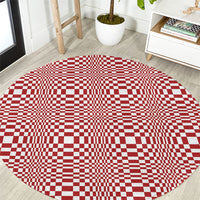 Red White Filipino Binakol Motifs Round Carpet Mabuhay Philippines Festival Kusikus Pattern LT14 Red - Polynesian Pride