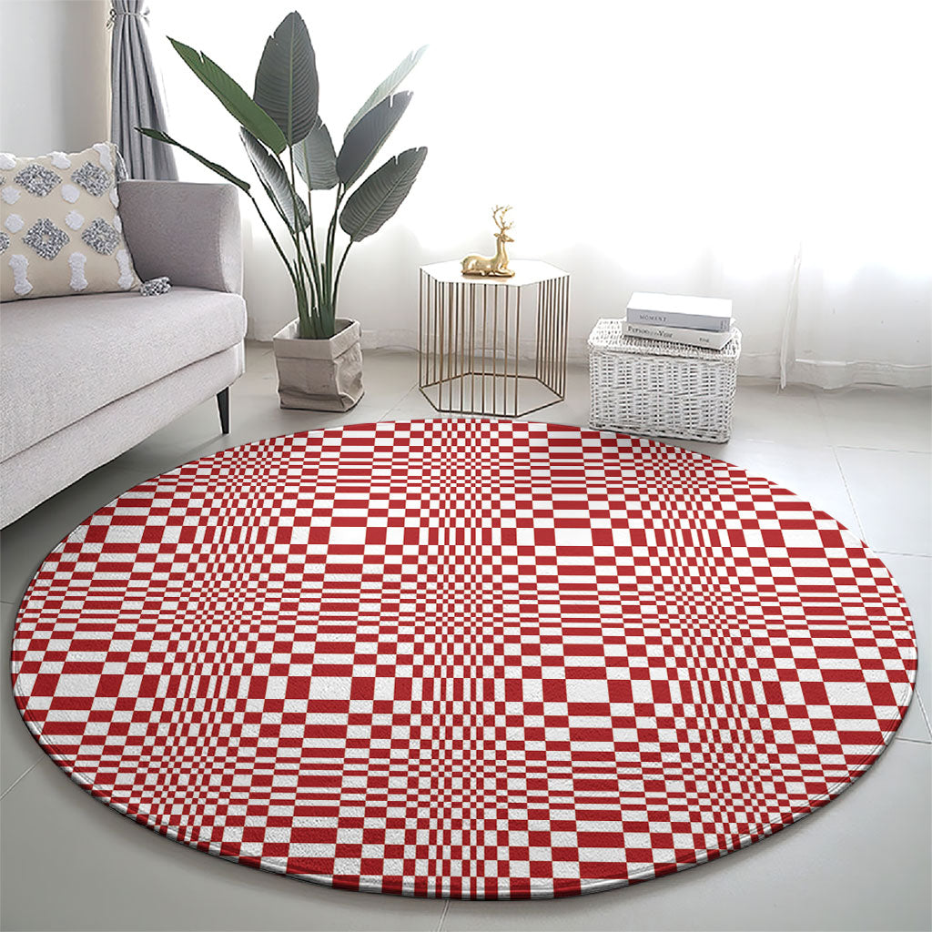 Red White Filipino Binakol Motifs Round Carpet Mabuhay Philippines Festival Kusikus Pattern LT14 - Polynesian Pride