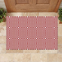 Red White Filipino Binakol Motifs Rubber Doormat Mabuhay Philippines Festival Kusikus Pattern LT14 Red - Polynesian Pride