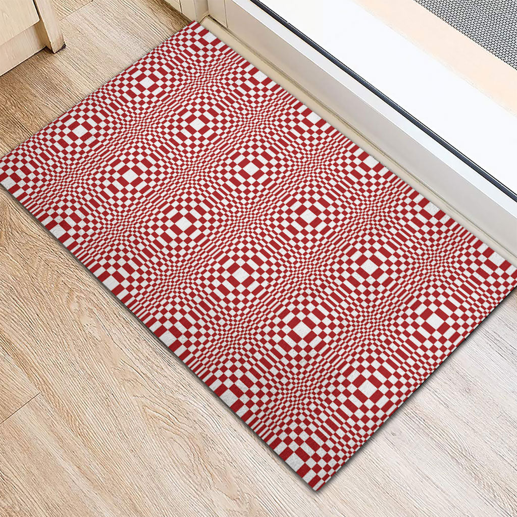 Red White Filipino Binakol Motifs Rubber Doormat Mabuhay Philippines Festival Kusikus Pattern LT14 - Polynesian Pride