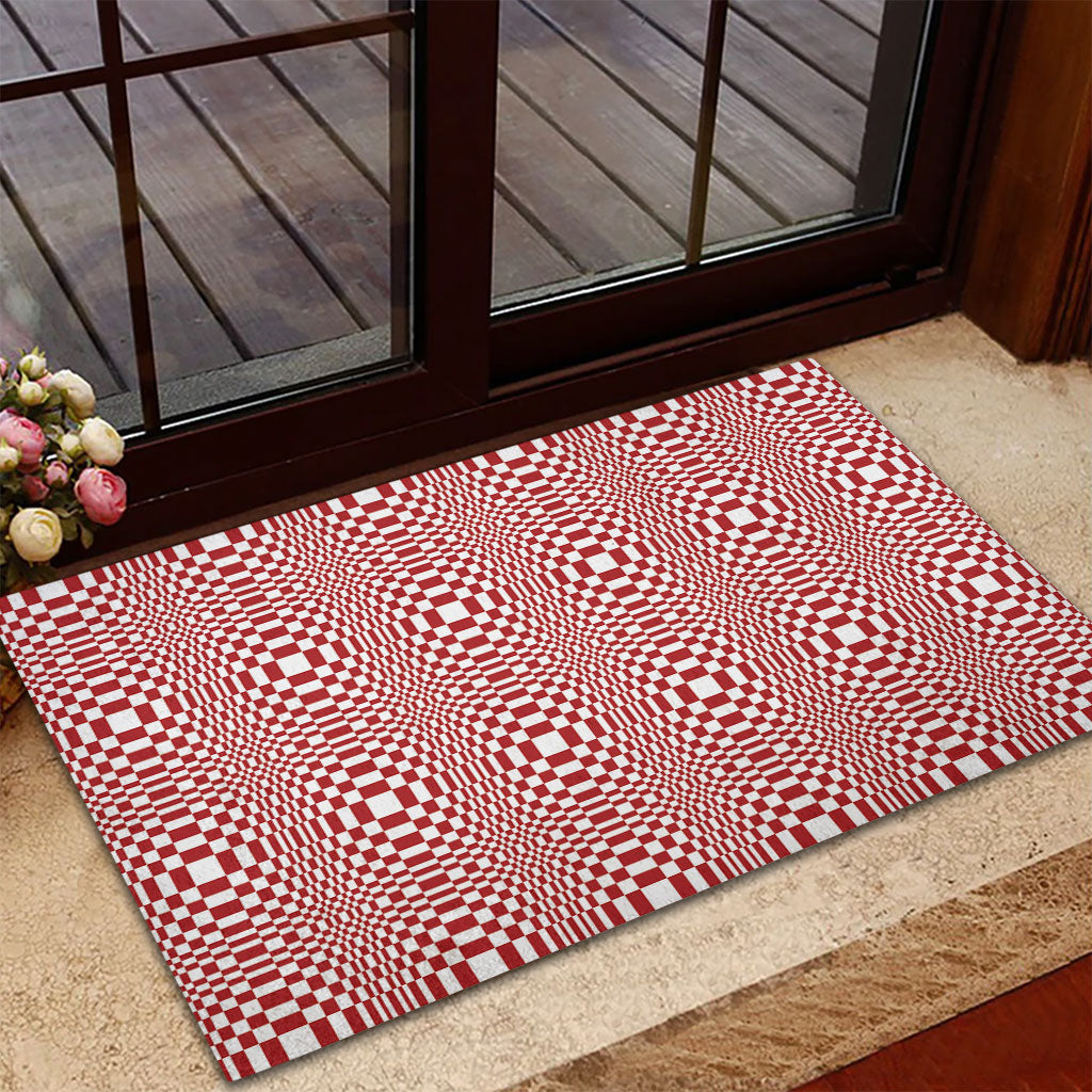 Red White Filipino Binakol Motifs Rubber Doormat Mabuhay Philippines Festival Kusikus Pattern LT14 - Polynesian Pride