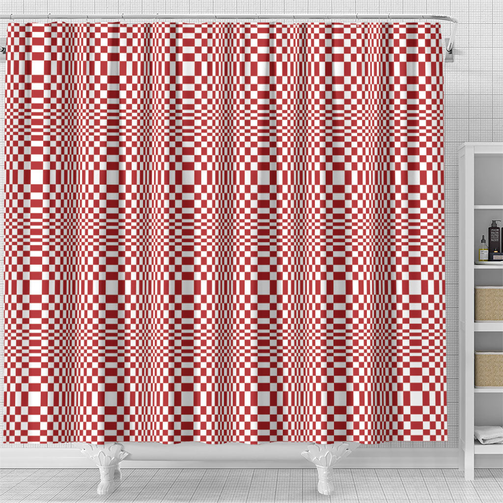 Red White Filipino Binakol Motifs Shower Curtain Mabuhay Philippines Festival Kusikus Pattern LT14 - Polynesian Pride