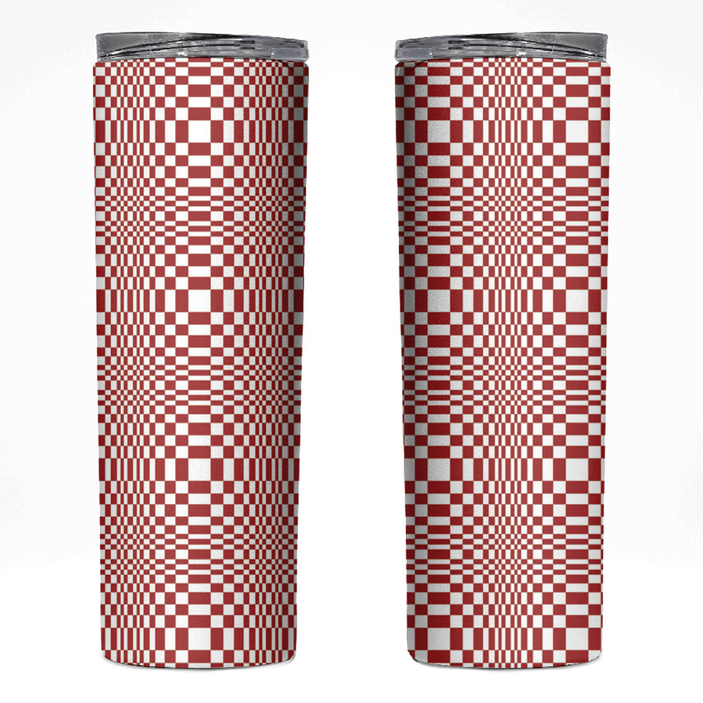 Red White Filipino Binakol Motifs Skinny Tumbler Mabuhay Philippines Festival Kusikus Pattern LT14 Red - Polynesian Pride