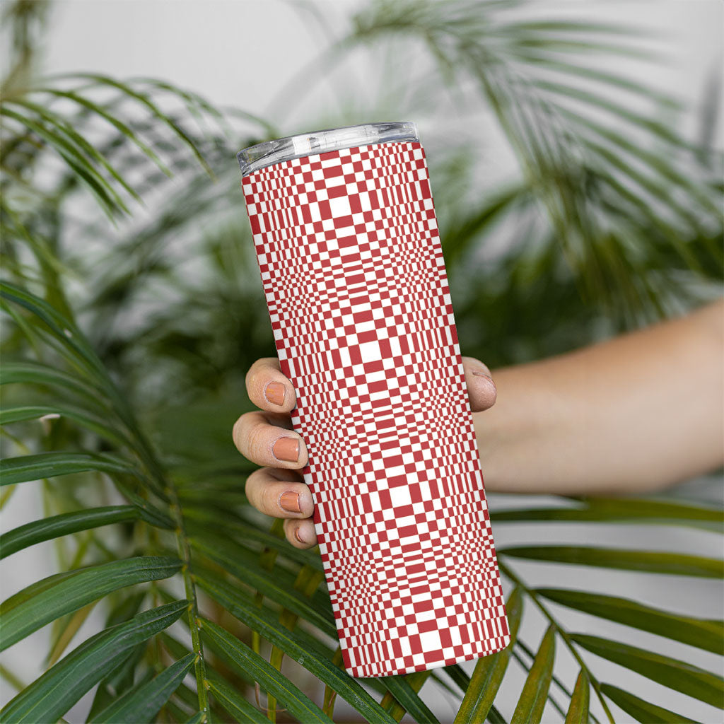 Red White Filipino Binakol Motifs Skinny Tumbler Mabuhay Philippines Festival Kusikus Pattern LT14 - Polynesian Pride