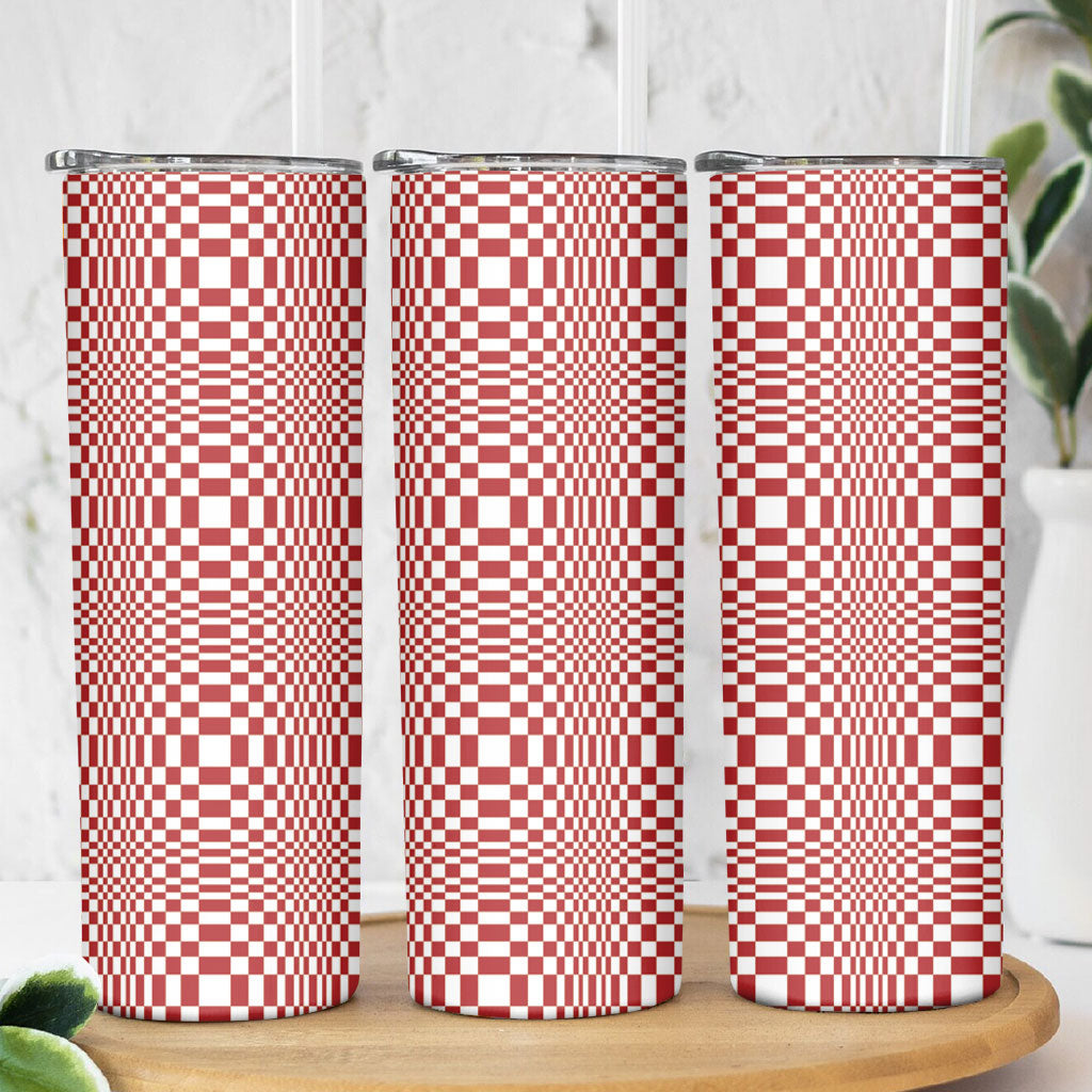 Red White Filipino Binakol Motifs Skinny Tumbler Mabuhay Philippines Festival Kusikus Pattern LT14 - Polynesian Pride