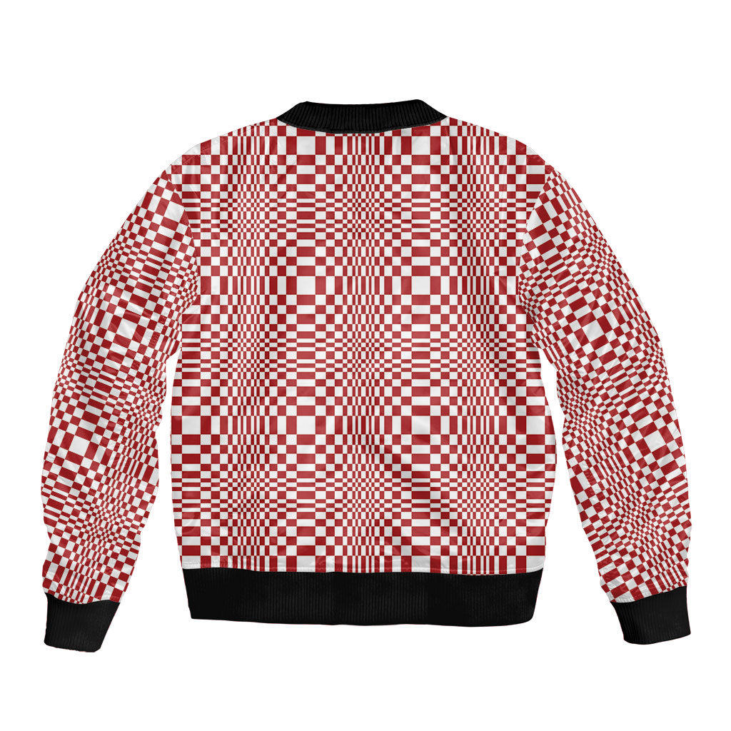 Red White Filipino Binakol Motifs Sleeve Zip Bomber Jacket Mabuhay Philippines Festival Kusikus Pattern LT14 - Polynesian Pride