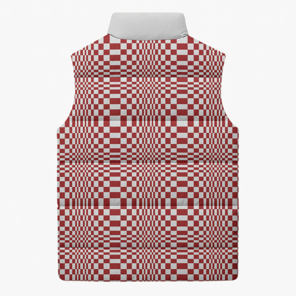 Red White Filipino Binakol Motifs Sleeveless Puffer Jacket Mabuhay Philippines Festival Kusikus Pattern LT14 - Polynesian Pride