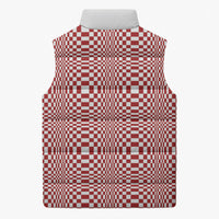 Red White Filipino Binakol Motifs Sleeveless Puffer Jacket Mabuhay Philippines Festival Kusikus Pattern LT14 - Polynesian Pride