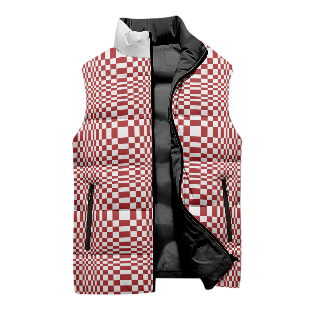 Red White Filipino Binakol Motifs Sleeveless Puffer Jacket Mabuhay Philippines Festival Kusikus Pattern LT14 - Polynesian Pride