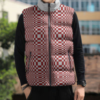Red White Filipino Binakol Motifs Sleeveless Puffer Jacket Mabuhay Philippines Festival Kusikus Pattern LT14 - Polynesian Pride