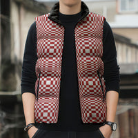 Red White Filipino Binakol Motifs Sleeveless Puffer Jacket Mabuhay Philippines Festival Kusikus Pattern LT14 - Polynesian Pride