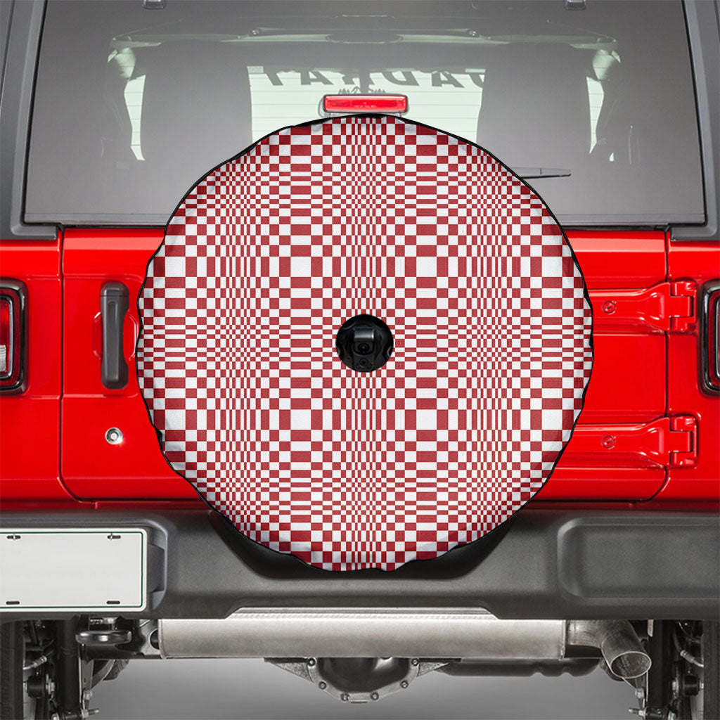 Red White Filipino Binakol Motifs Spare Tire Cover Mabuhay Philippines Festival Kusikus Pattern LT14 - Polynesian Pride